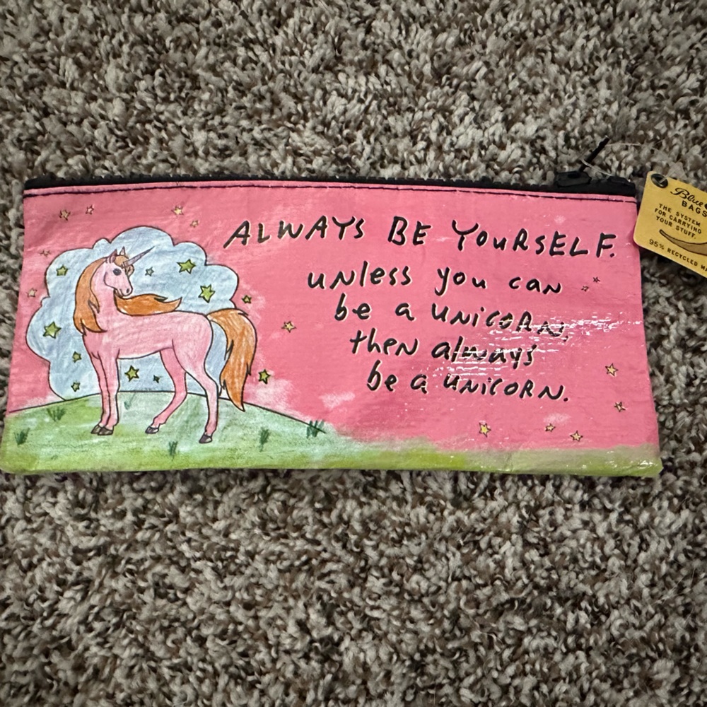 Blue Q Pink Unicorn Pouch